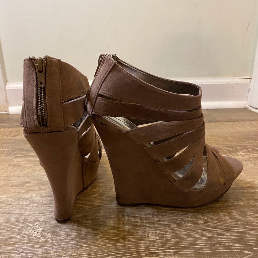 Gray Suede Wedges